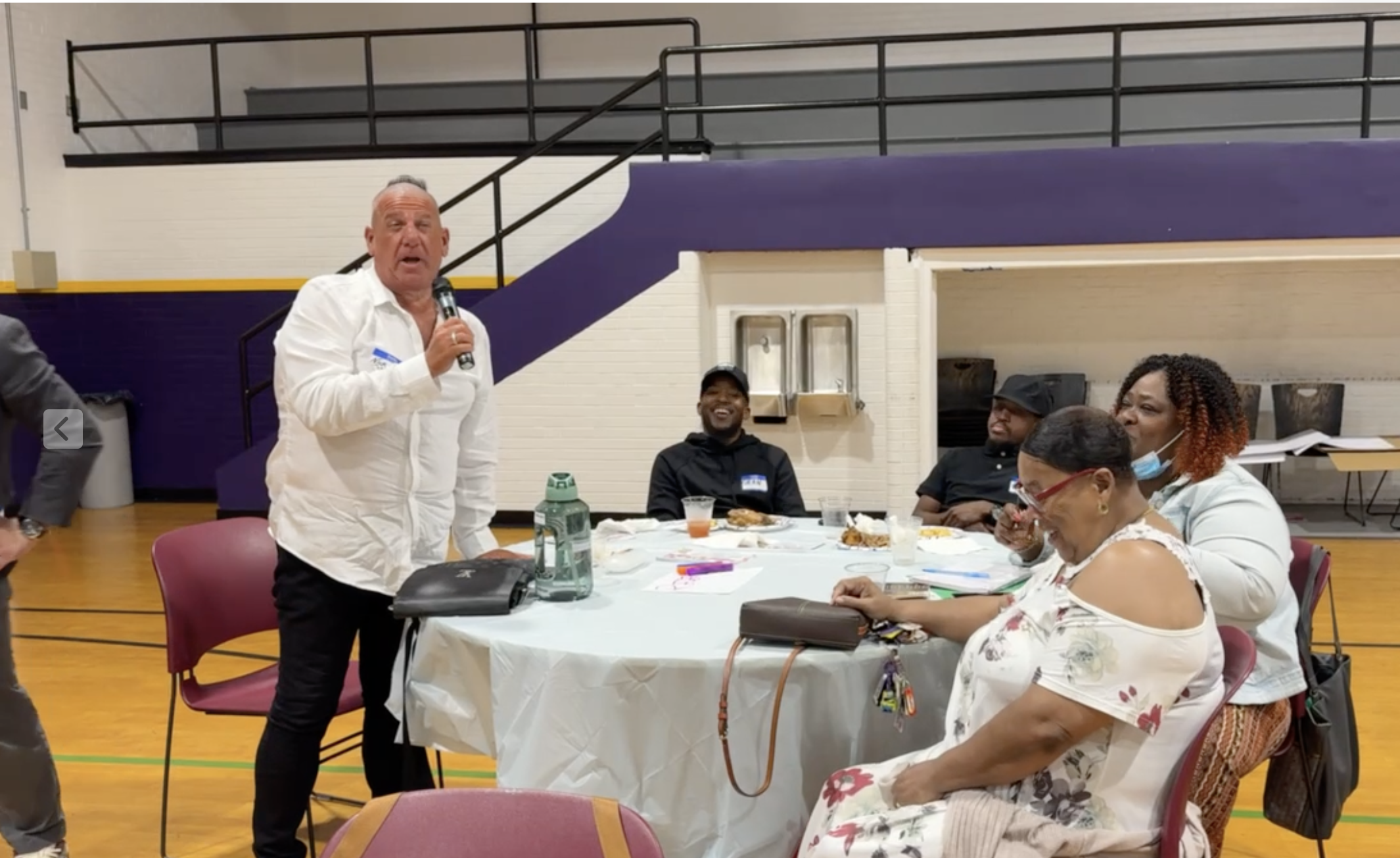 A Claymont resident speaking at a community meeting